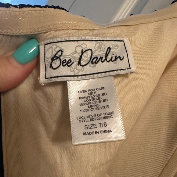 Bee Darlin Navy Lace Mini Skater Dress, size 7/8 - Picture 3 of 3